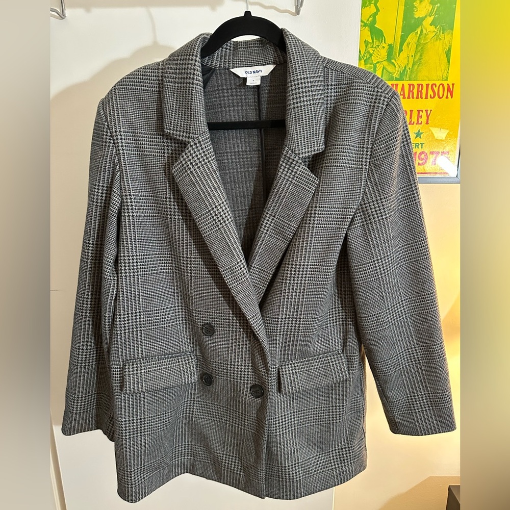 Old Navy Black and White Checkered Women's Blazer